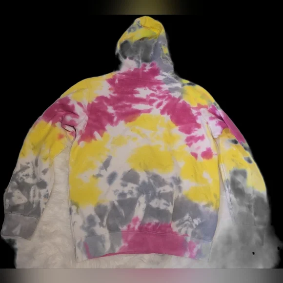 Tie-Dye Hooded Sweatshirt - Pink, Yellow & Gray - Picture 2 of 6